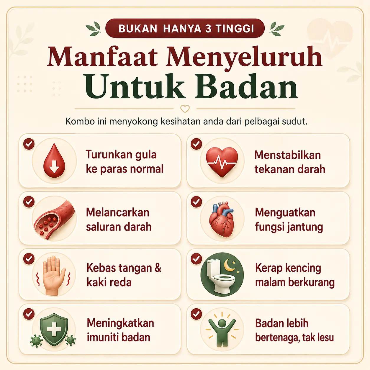 Manfaat menyeluruh untuk badan