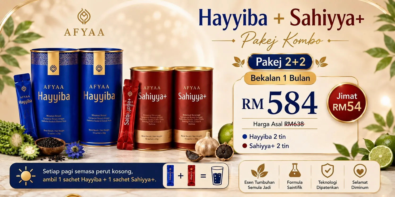 Pakej 2 Hayyiba dan 2 Sahiyya+ harga promosi RM584